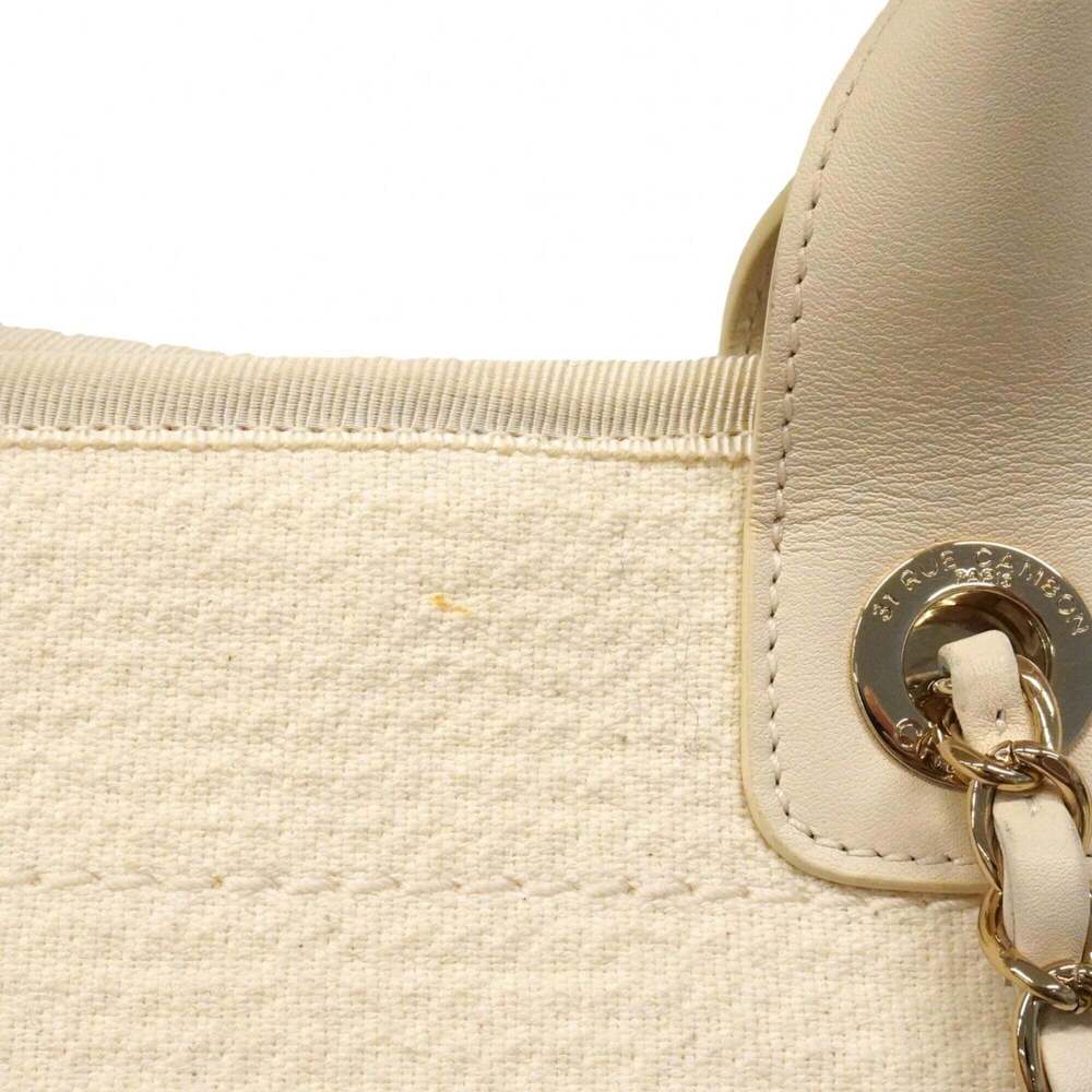 Chanel Deauville Canvas Handbag, White/Champagne, 2-way bag for women, P2877717 - Picture 8 of 14
